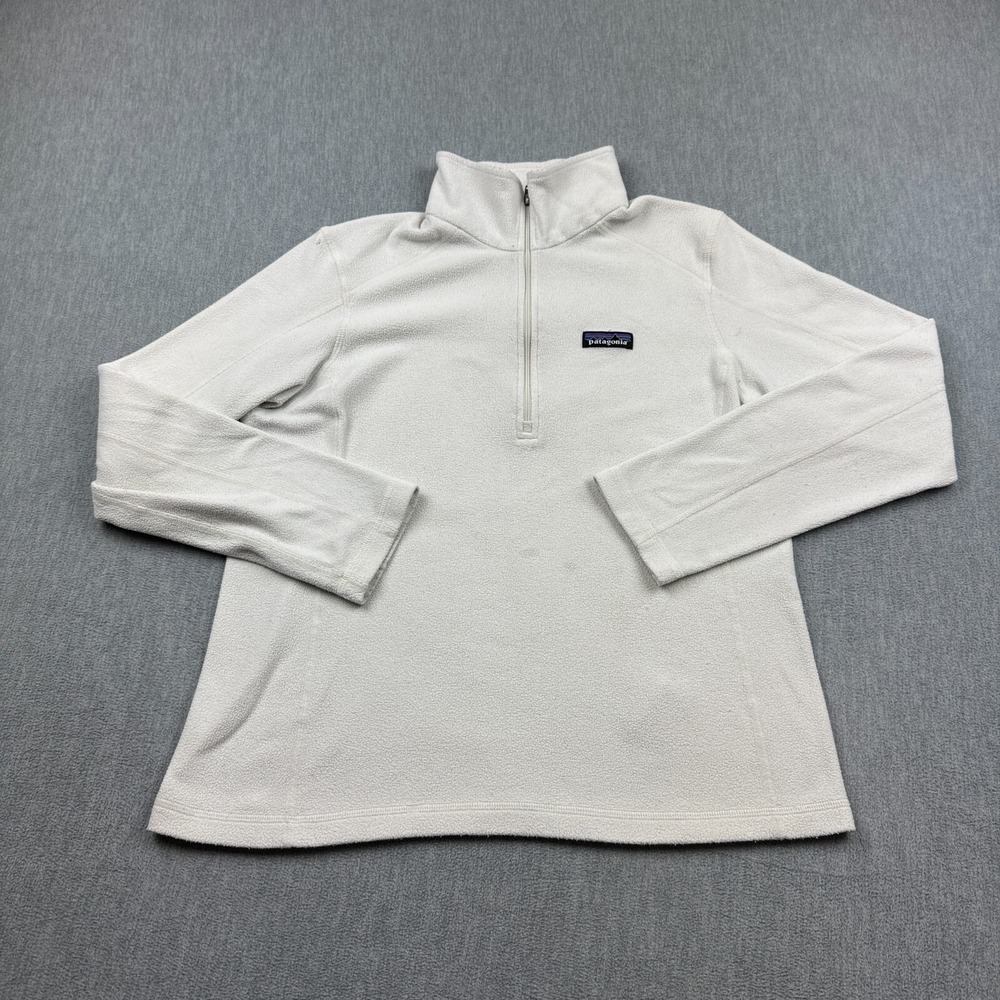 Patagonia Sweater Womens Large White Micro D 1/4 Zip Fleece‎ Pullover 26278